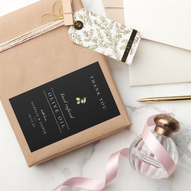 Modern Infused Olive Oil Thank You Label Black (Gifting)
