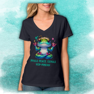 Modern Inhale Exhale Green Frog T-Shirt