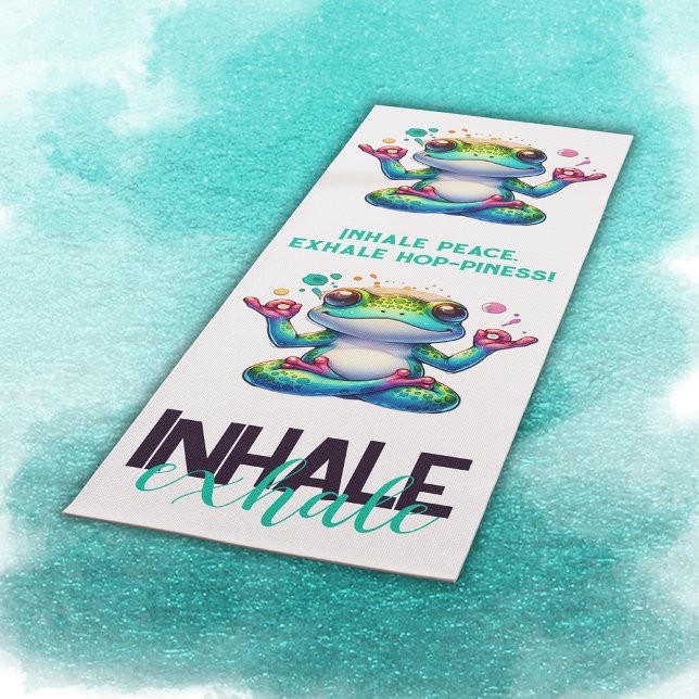 Modern Inhale Exhale Green Frog | Yoga Mat (Creator Uploaded)