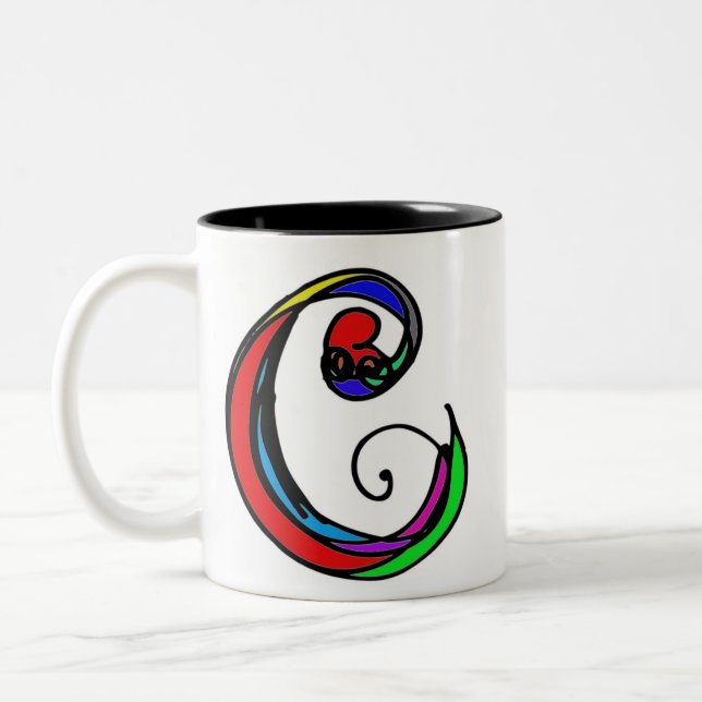 Modern Initial Custom Coffee Cup with Letter C (Left)
