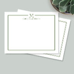 Modern Initial Dark Green Border Stationery Card<br><div class="desc">This design features a thin double border with space for a monogram and name and coordinating back design. Click the customise button if you would like to adjust the design elements and/or further modify the text! Variations of this design, additional colours, as well as coordinating products are available in our...</div>