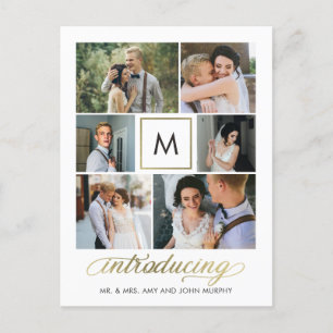 Modern Initial Editable Colour Wedding Announcemen Postcard