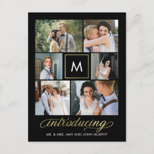 Modern Initial Editable Colour Wedding Announcemen Postcard