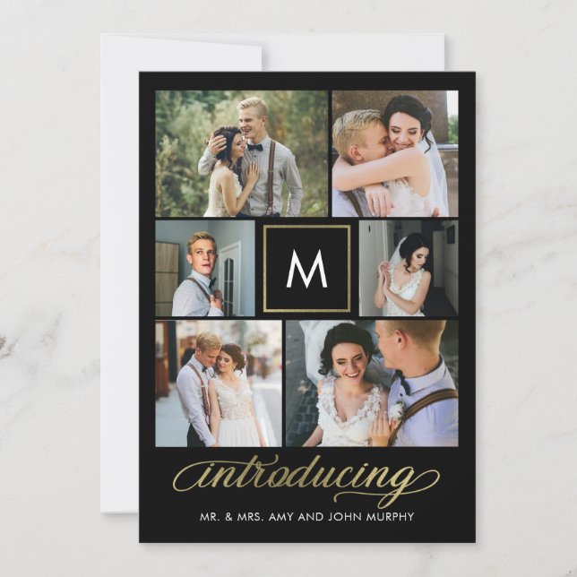 Modern Initial Editable Colour Wedding Announcemen Thank You Card (Front)