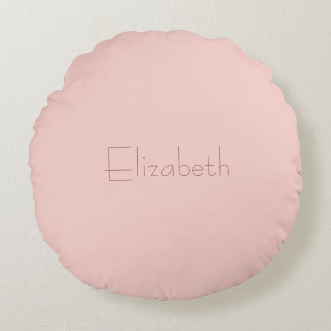 Modern Initial Elegant Blush Pink Name Letter Round Cushion (Front)