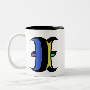 Modern Initial I  Two-Tone Coffee Mug