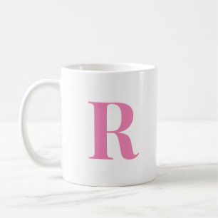 Modern Initial Letter Personalised Pink Monogram Coffee Mug