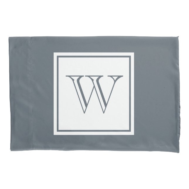 Modern Initial Letter White Square Pillowcase (Front)