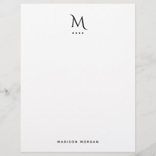 Modern Initial Letterpress Simple Black Custom Letterhead