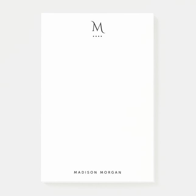 Modern Initial Letterpress Simple Black Post-it Notes (Front)