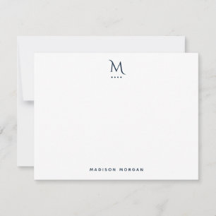 Modern Initial Letterpress Simple Navy Blue Card