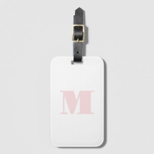 Modern Initial Monogram Blush Pink Luggage Tag