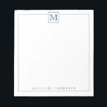 Modern Initial Monogram Square Border Navy Blue Notepad<br><div class="desc">Modern Initial Monogram Square Border Navy Blue Notepad</div>