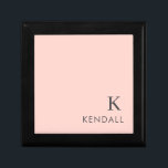 Modern Initial Monogram Trendy Pink Minimalist Gift Box<br><div class="desc">This simple elegant design features your name and initial in the bottom corner in customisable modern minimalist grey typography on a pink / peach background. This trendy design makes the perfect birthday, anniversary, graduation, baby shower, wedding or bridal shower gift. Simply add your name and initial in the personalise section...</div>