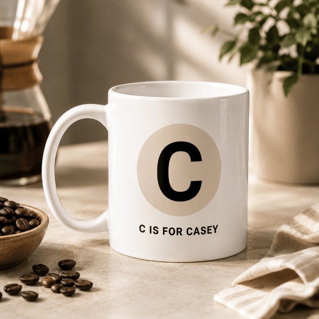 Modern Initial Mug – “C is for [Name]” Design (Creator Uploaded)