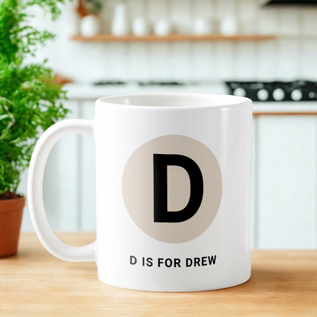 Modern Initial Mug – “D is for [Name]” Design (Creator Uploaded)