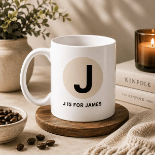 Modern Initial Mug – “J is for [Name]” Design