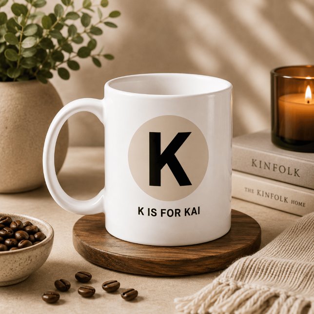Modern Initial Mug – “K is for [Name]” Design (Creator Uploaded)