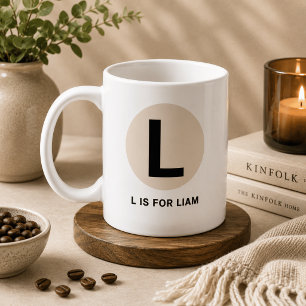 Modern Initial Mug – “L is for [Name]” Design