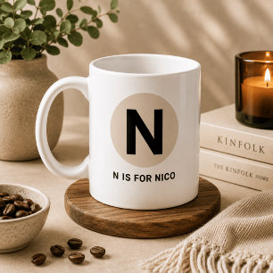 Modern Initial Mug – “N is for [Name]” Design