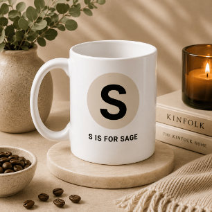 Modern Initial Mug – “S is for [Name]” Design