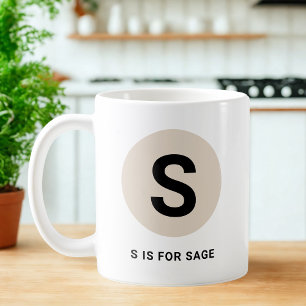 Modern Initial Mug – “S is for [Name]” Design
