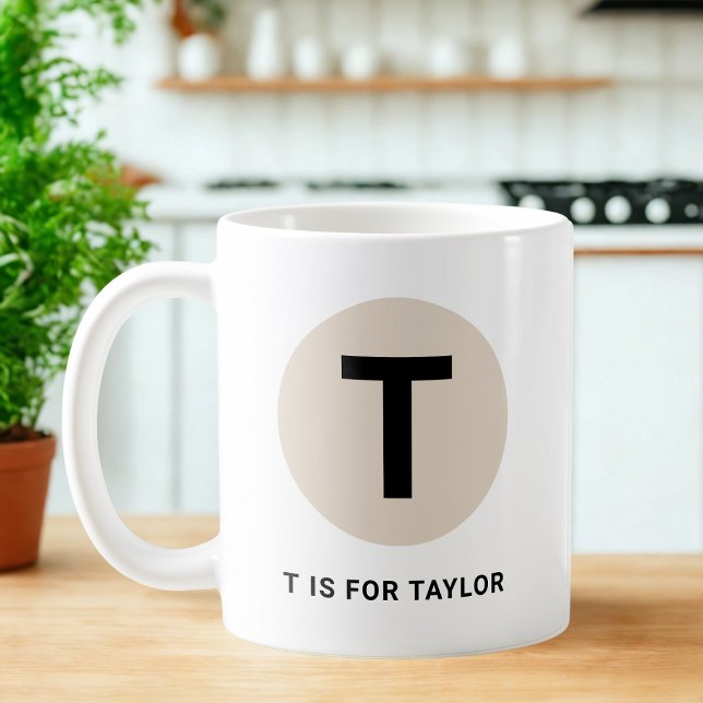 Modern Initial Mug – “T is for [Name]” Design (Creator Uploaded)