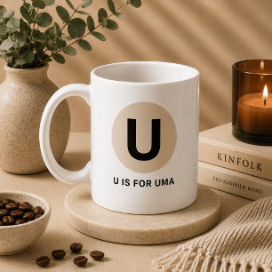 Modern Initial Mug – “U is for [Name]” Design