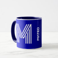 Modern Initial & Name | Unique Blue Black Monogram