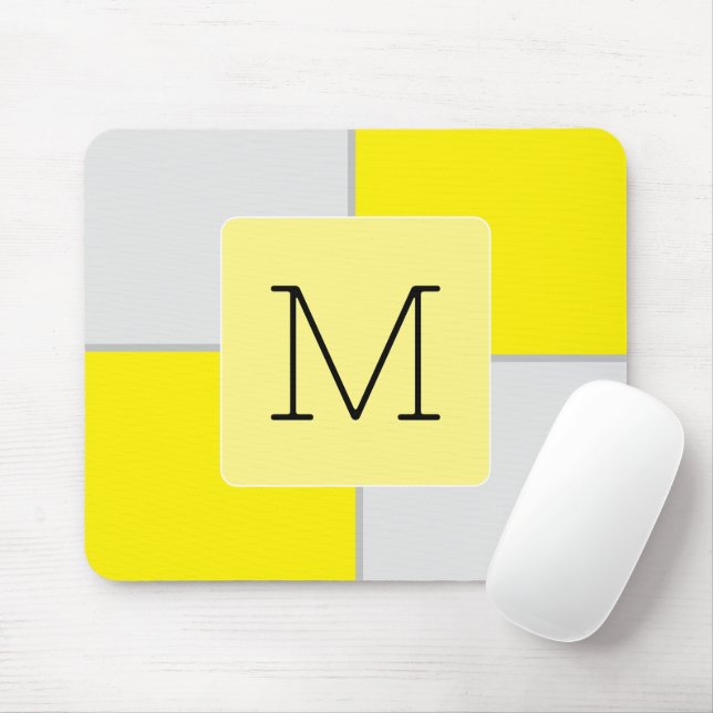Modern initial Neon Geometric colour block Cool Mouse Mat (With Mouse)
