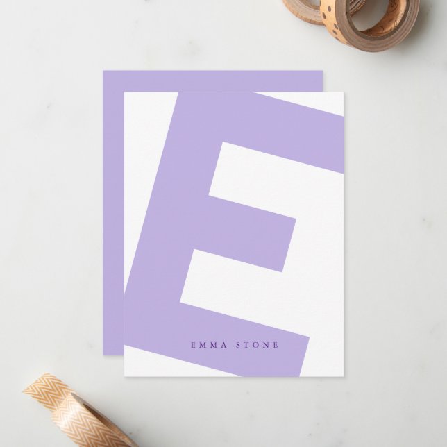 Modern Initial Oversized Monogram and Name Card (Front/Back In Situ)