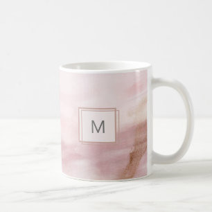 Modern Initial Pastel Pink Brush Stroke Mug