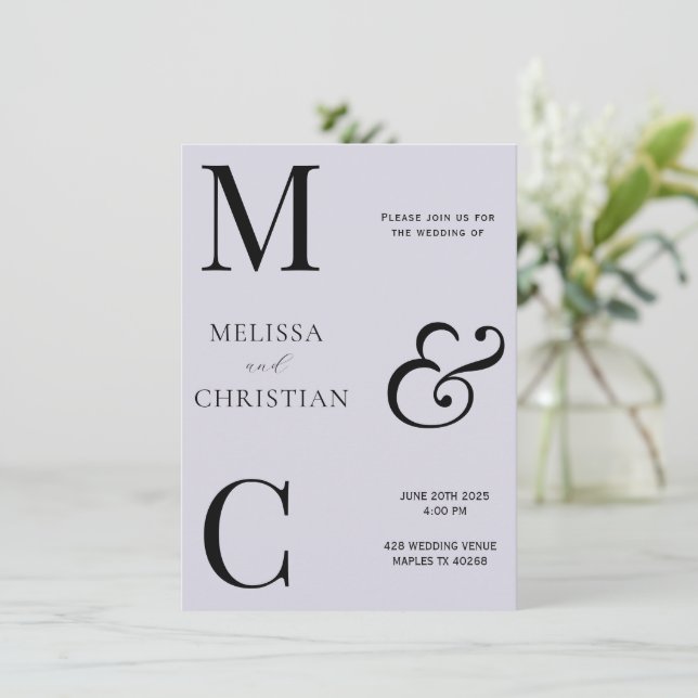 Modern Initial Wedding Invitation (Standing Front)