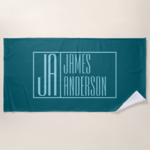 Modern Initials & Name | Dark Teal & Light Blue