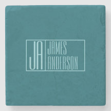 Modern Initials & Name | Dark Teal & Light Blue