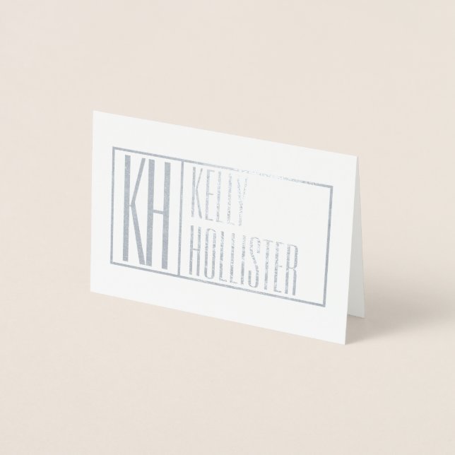 Modern Initials & Name Logo (Blank Inside) Foil Card (Front)
