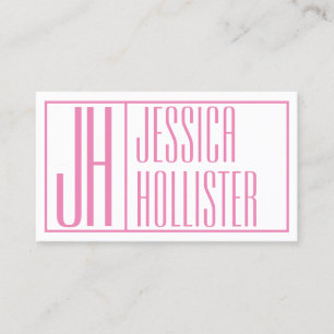 Modern Initials & Name Logo Pink Business Card