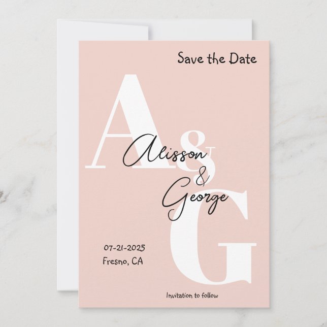 Modern Initials Photo Save The Date (Front)