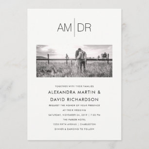 Modern Initials   Photo Wedding Invitation