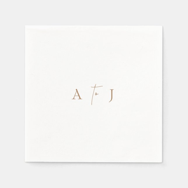  Modern Initials "to" Wedding Gold Cocktail Napkin (Front)