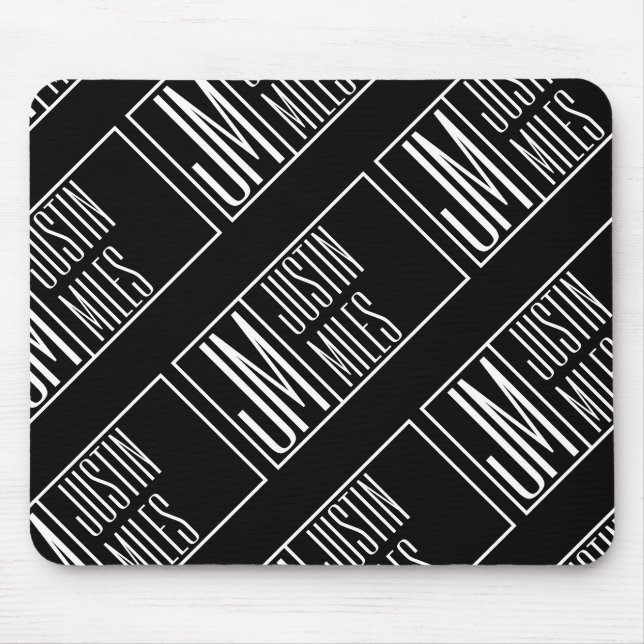 Modern Initials with Name Monogram Pattern Mouse Mat (Front)