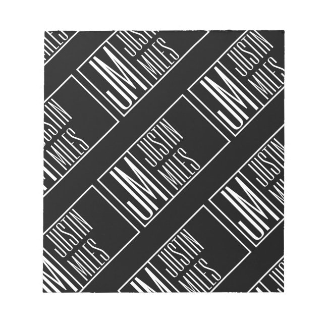 Modern Initials with Name Monogram Pattern Notepad (Front)