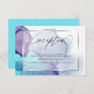 Modern Ink Aqua and Purple Reception Invitation