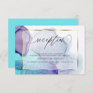 Modern Ink Aqua and Purple Reception Invitation