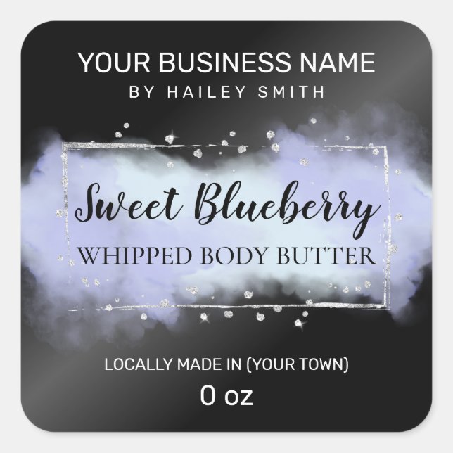 Modern Ink Black And Blue Whipped Body Butter Square Sticker (Front)