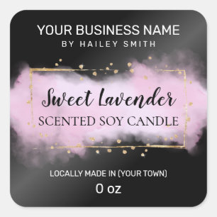 Modern Ink Lavender And Black Scented Soy Candle Square Sticker