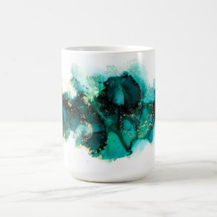 Modern Ink  Painted Jewel Green Design Coffee Mug