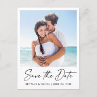 Modern Ink Pen Calligraphy Save The Date Photo