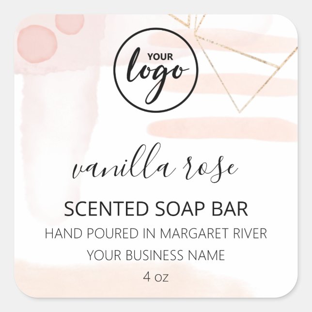 Modern Ink Pink Scented Soap Bar Logo Labels (Front)