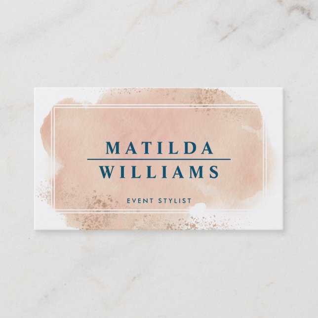 MODERN INK stylish painted blush pink watercolor Business Card (Front)